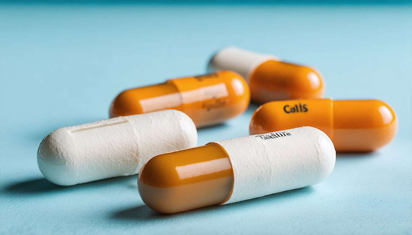 Blister pack of Cialis (tadalafil) tablets on a bedside table, symbolizing treatment options for erectile dysfunction and BPH